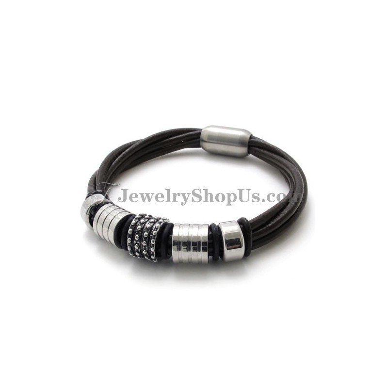 Elegantes Braunes Lederarmband Mit Titan Elegantes Braunes Lederarmband Mit Titan