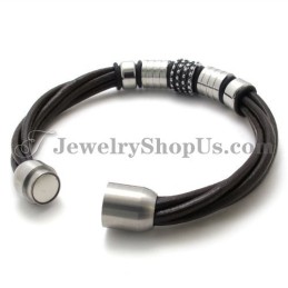 Elegantes Braunes Lederarmband Mit Titan