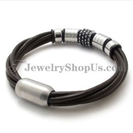 Elegantes Braunes Lederarmband Mit Titan
