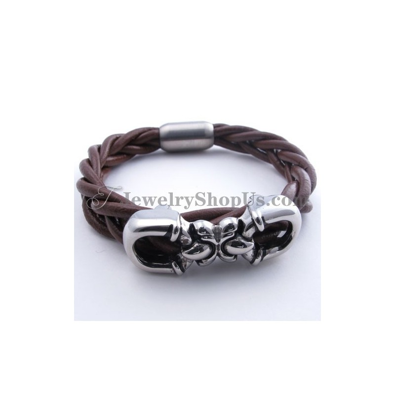 Modisches Braunes Lederarmband Aus Titan Modisches Braunes Lederarmband Aus Titan