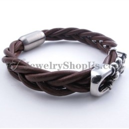 Modisches Braunes Lederarmband Aus Titan