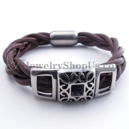 Modisches Braunes Titan-Lederarmband