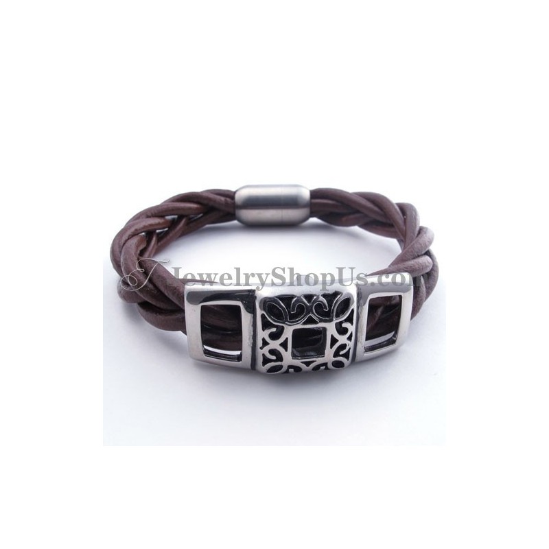 Modisches Braunes Titan-Lederarmband Modisches Braunes Titan-Lederarmband