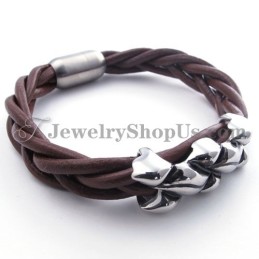 Elegantes Braunes Titan-Lederarmband