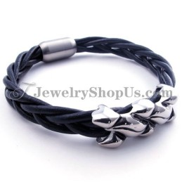 Elegantes Leder-Titan-Armband