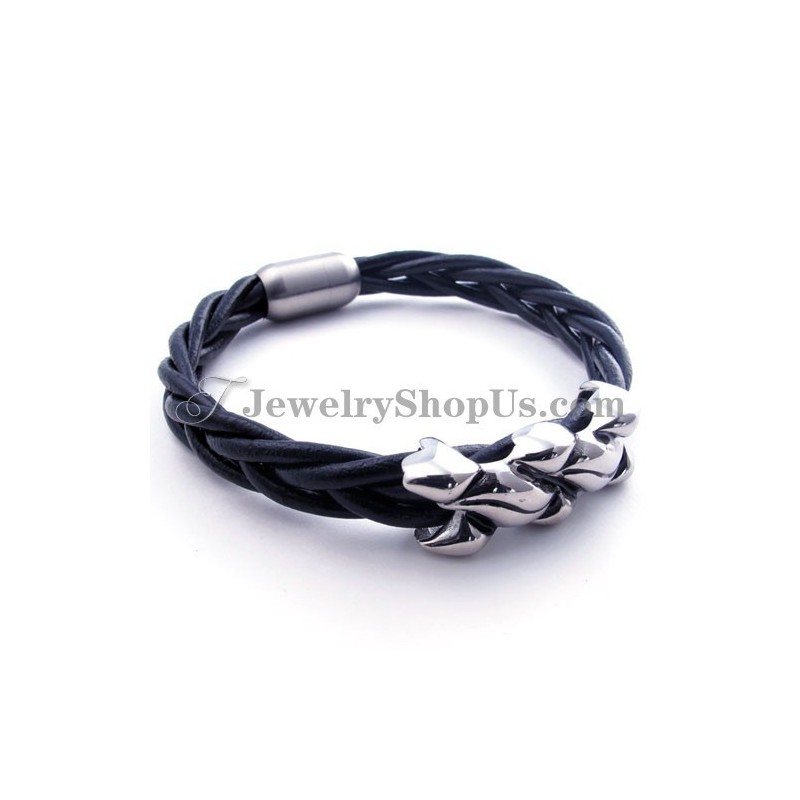 Elegantes Leder-Titan-Armband Elegantes Leder-Titan-Armband