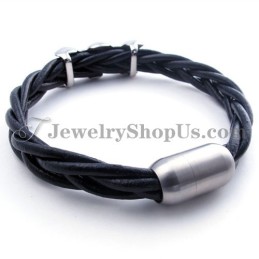 Elegantes Leder-Titan-Armband