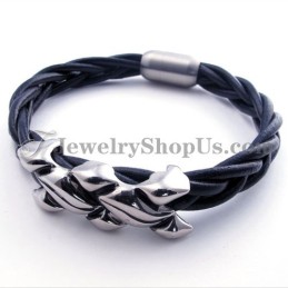 Elegantes Leder-Titan-Armband