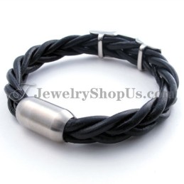 Elegantes Schwarzes Titan-Lederarmband