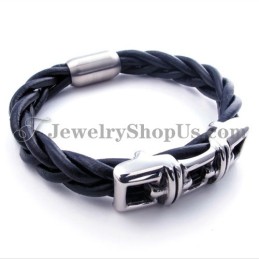 Elegantes Schwarzes Titan-Lederarmband