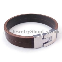 Modisches Braunes Lederarmband Mit Titan