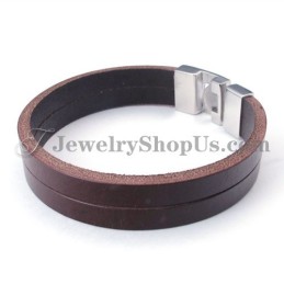 Modisches Braunes Lederarmband Mit Titan