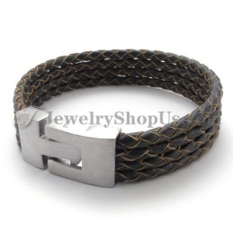 Elegantes Armband Aus Leder Und Titan
