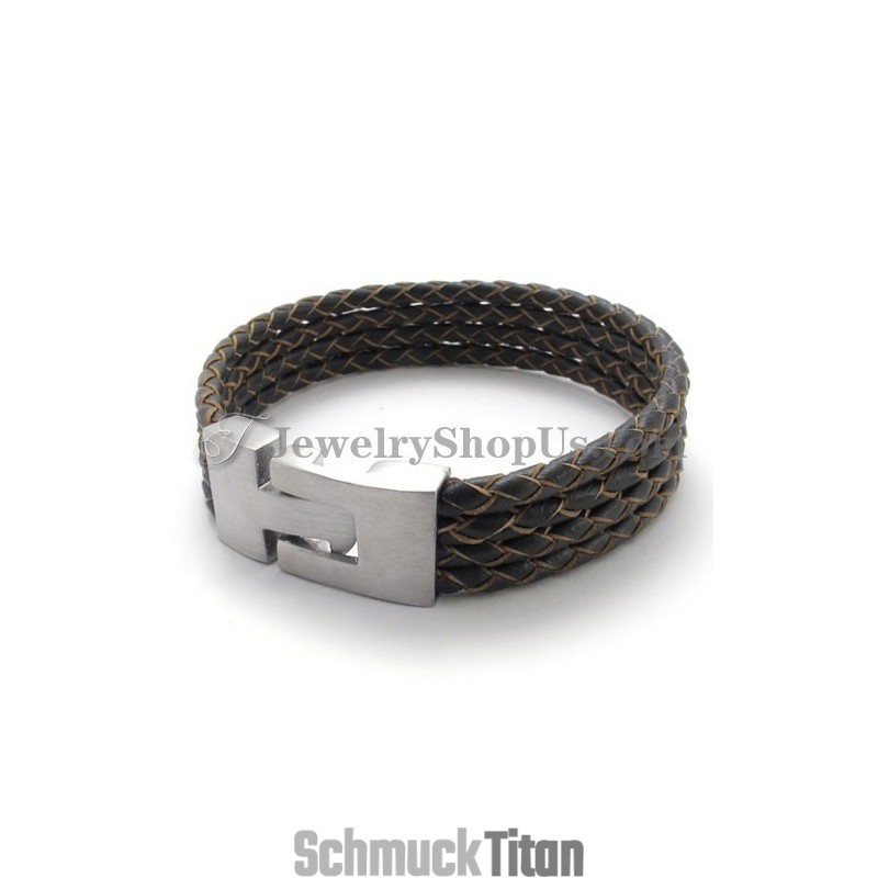 Elegantes Armband Aus Leder Und Titan