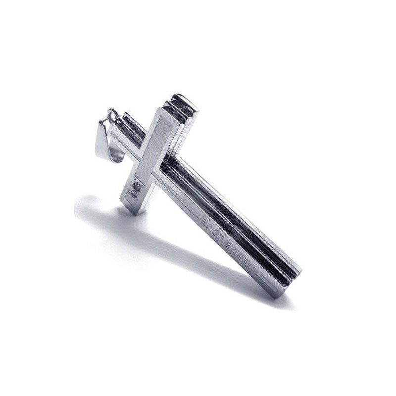 Herren-Halskette Mit Kreuzanhänger Aus Reinem Titan, Silber (Neu) Herren-Halskette Mit Kreuzanhänger Aus Reinem Titan, Silber (Neu)
