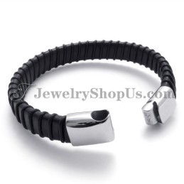 Wunderschönes Schwarzes Titan Mit Lederarmband