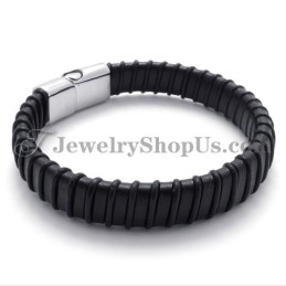 Wunderschönes Schwarzes Titan Mit Lederarmband