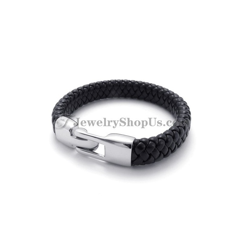 Wunderschönes Schwarzes Titan- Und Lederarmband Wunderschönes Schwarzes Titan- Und Lederarmband