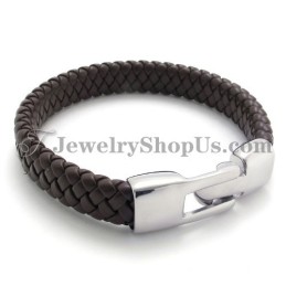 Elegantes Braunes Titan- Und Lederarmband