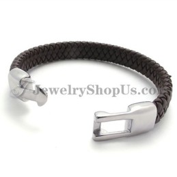 Elegantes Braunes Titan- Und Lederarmband
