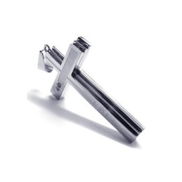 Herren-Halskette Mit Kreuzanhänger Aus Reinem Titan, Silber (Neu)