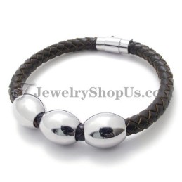 Modisches Braunes Lederarmband Aus Titan