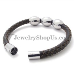 Modisches Braunes Lederarmband Aus Titan