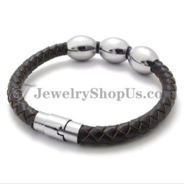 Modisches Braunes Lederarmband Aus Titan