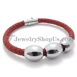 Rotes Armband Aus Titan Und Leder