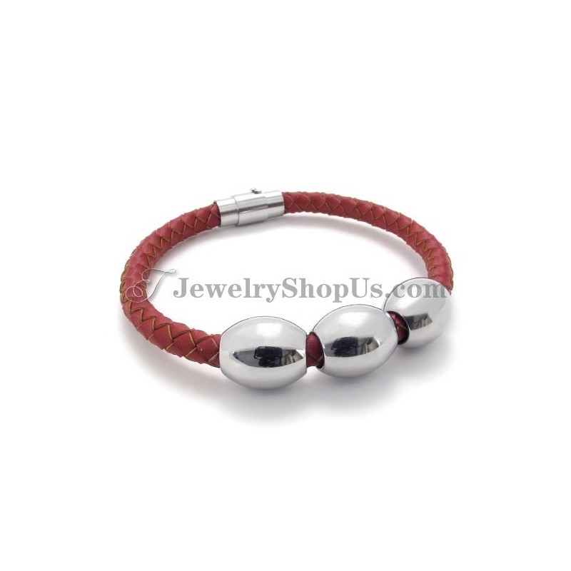 Rotes Armband Aus Titan Und Leder Rotes Armband Aus Titan Und Leder
