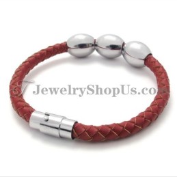 Rotes Armband Aus Titan Und Leder
