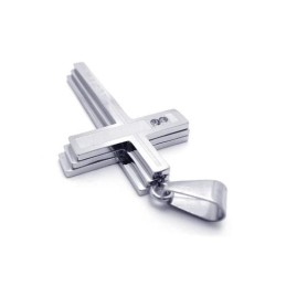 Herren-Halskette Mit Kreuzanhänger Aus Reinem Titan, Silber (Neu)