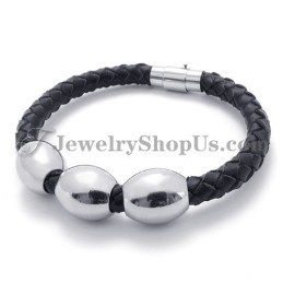 Modisches Schwarzes Lederarmband Aus Titan