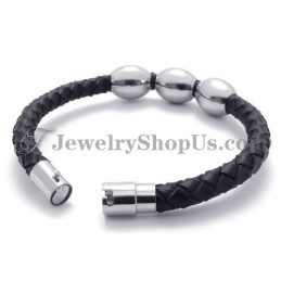 Modisches Schwarzes Lederarmband Aus Titan