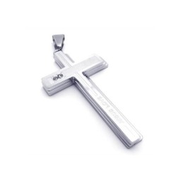 Herren-Halskette Mit Kreuzanhänger Aus Reinem Titan, Silber (Neu)