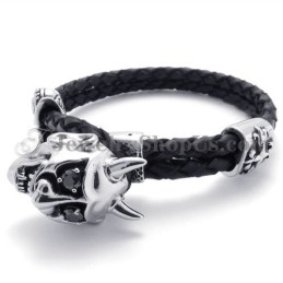 Modisches Schwarzes Lederarmband Mit Titan