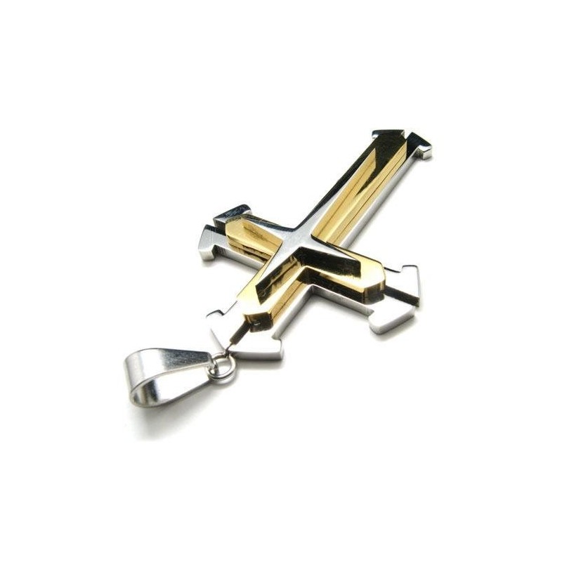 Herren-Halskette Mit Kreuzanhänger Aus Reinem Titan Herren-Halskette Mit Kreuzanhänger Aus Reinem Titan