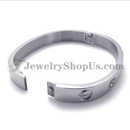 Modisches Silbernes Titanarmband Mit Strass