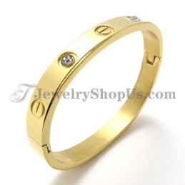 Modisches Goldenes Titanarmband Mit Strass