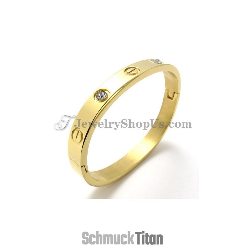 Modisches Goldenes Titanarmband Mit Strass