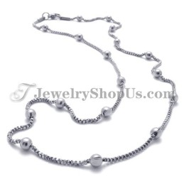 Elegante Titan Silber Perlen Damen Halskette