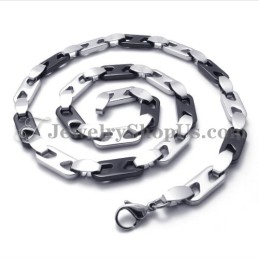 Elegante Halskette Aus Titan In Schwarz Und Silber