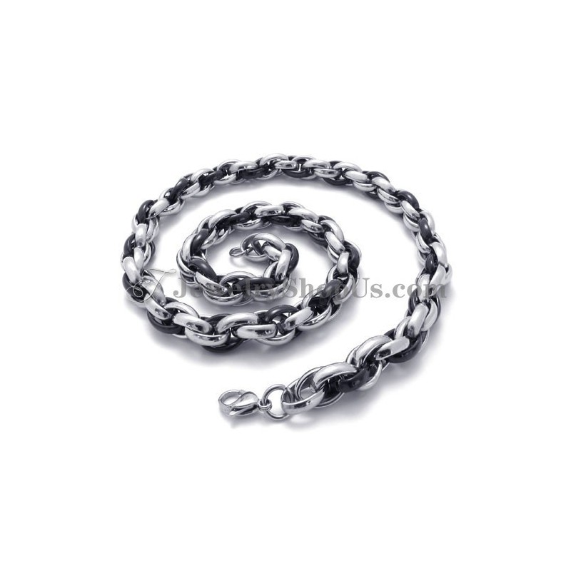 Elegante Halskette Aus Titan In Schwarz Und Silber Elegante Halskette Aus Titan In Schwarz Und Silber