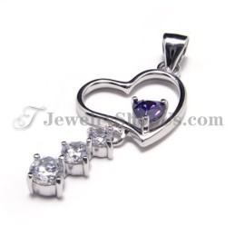 925 Silber Sweet Heart Zirkon Anhänger (Galvanisierung Platin) Mit Kostenloser Kette