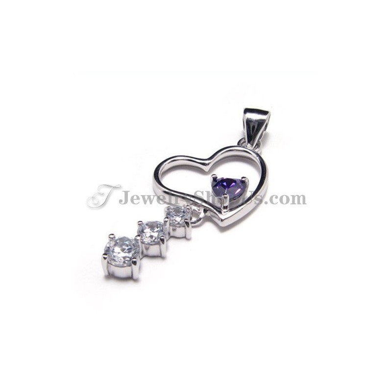 925 Silber Sweet Heart Zirkon Anhänger (Galvanisierung Platin) Mit Kostenloser Kette 925 Silber Sweet Heart Zirkon Anhänger (Galvanisierung Platin) Mit Kostenloser Kette