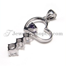 925 Silber Sweet Heart Zirkon Anhänger (Galvanisierung Platin) Mit Kostenloser Kette