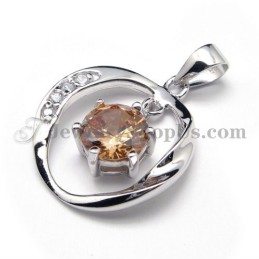 925 Silber Zirkon Anhänger (Galvanisierung Platin) Mit Kostenloser Kette
