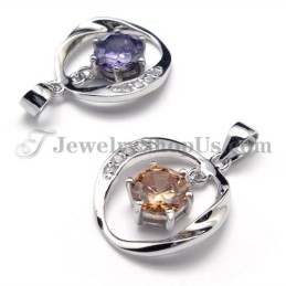 925 Silber Zirkon Anhänger (Galvanisierung Platin) Mit Kostenloser Kette