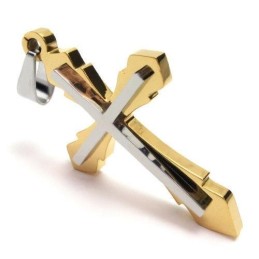 Goldene Herren-Kreuzanhängerkette Aus Reinem Titan (Neu)