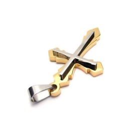 Goldene Herren-Kreuzanhängerkette Aus Reinem Titan (Neu)